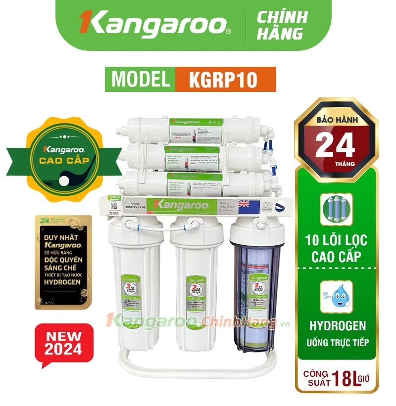 Máy lọc nước Kangaroo Hydrogen KGRP10 - 10 lõi - Mẫu mới 2024