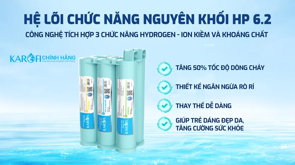 Máy lọc nước Hydrogen ion kiềm Karofi KAQ-U95 Pro + ALKALINE - 11 Lõi Cao Cấp